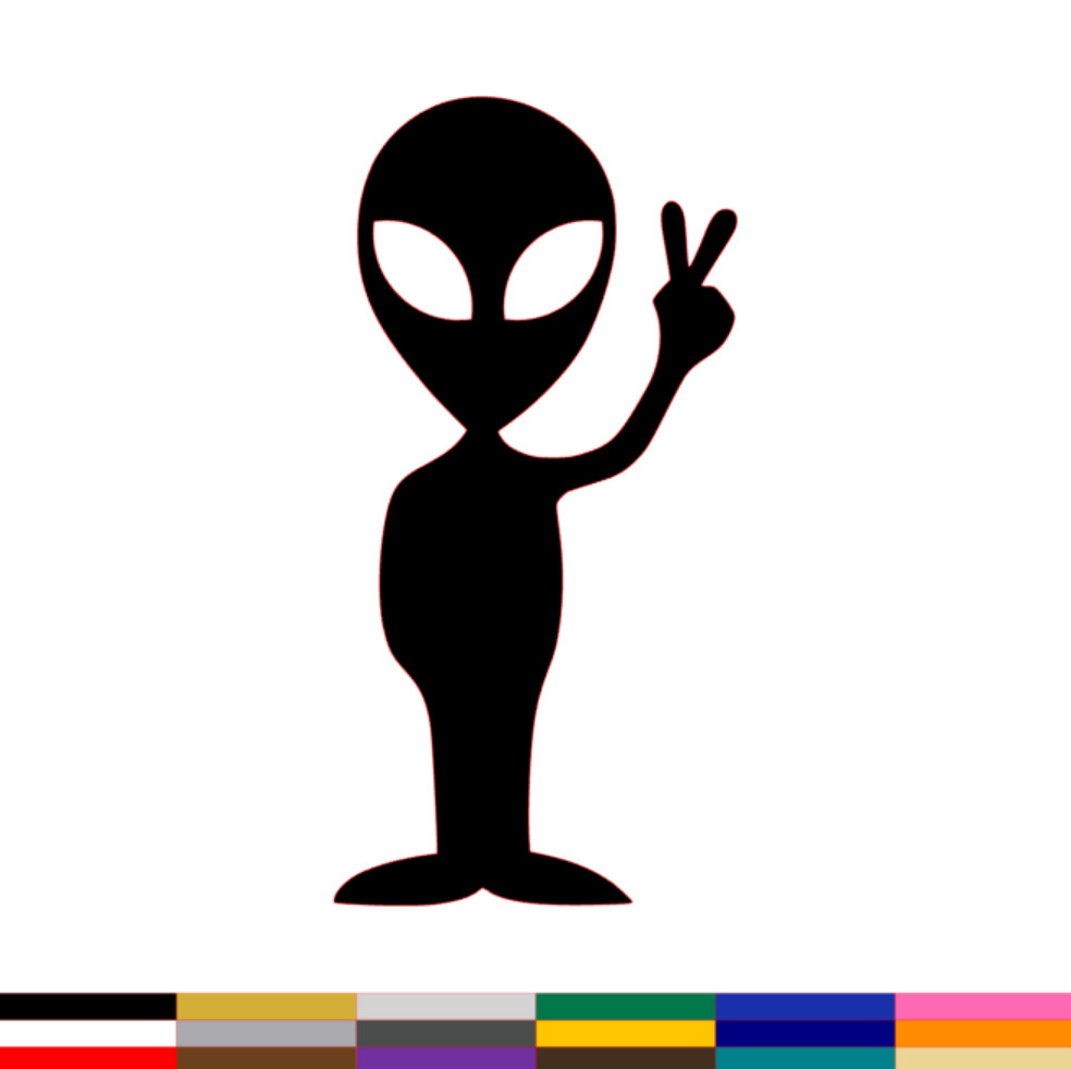 Alien Decal PICK SIZE COLOR Vinyl Sticker Outer Space UFO Peace ET Car Window
