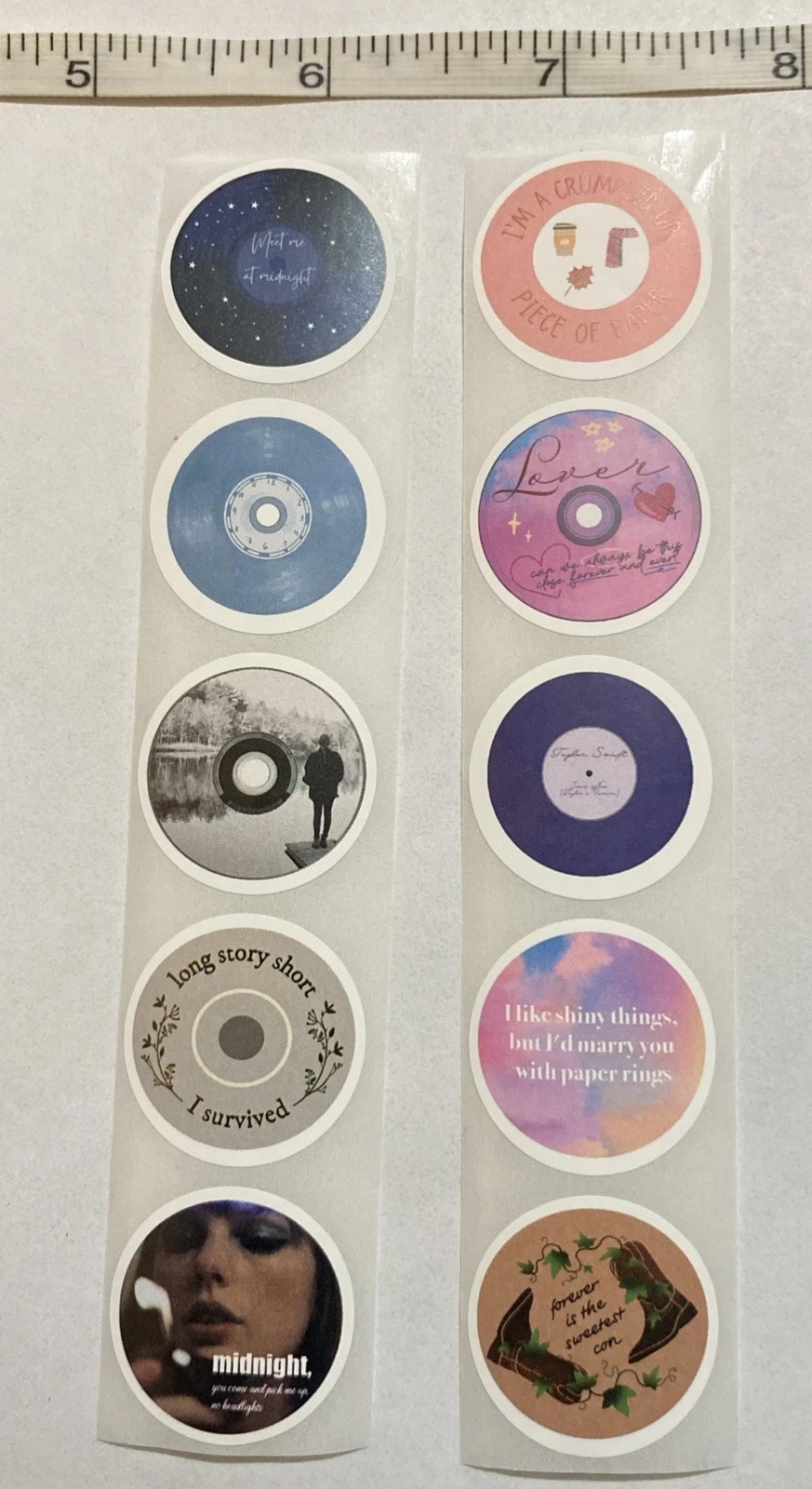 10 Taylor Swift Inspired Stickers/Decals-1 Inch Round CD/Record Album/Pop Rock!!