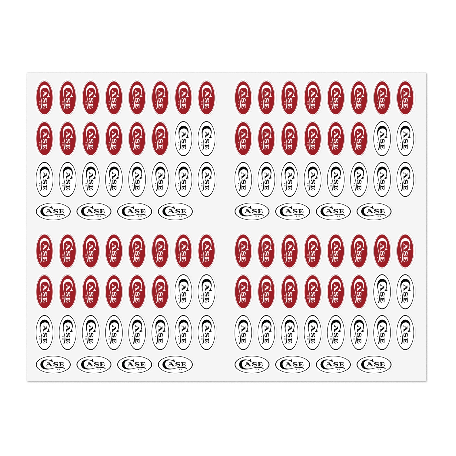 Case XX Knife Logo 100+ Count Approximately 1" Decals (Black/White & Red)