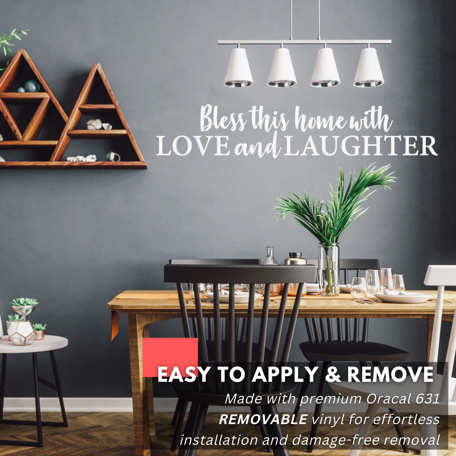 Inspirational Wall Decal – Bless This Home with Love and Laughter – Family Decor