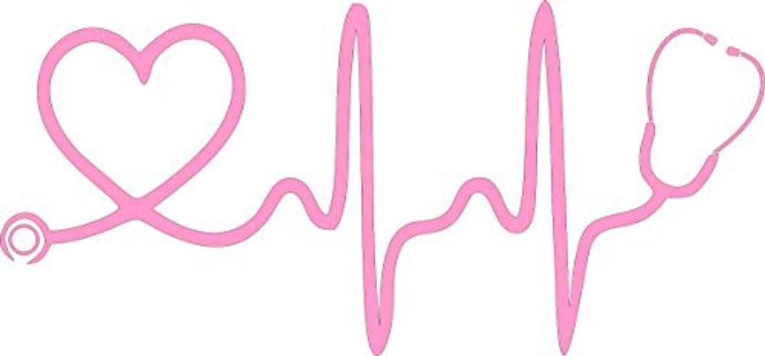 Stethoscope Heart (Pink) – 8" x 3 3/4" – Vinyl Die Cut Decal/Bumper Sticker