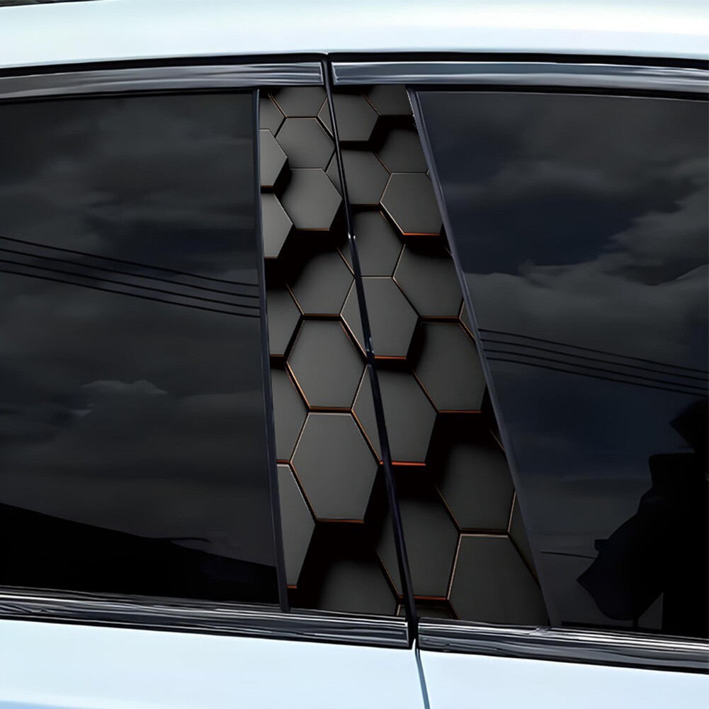2Pcs Vinyl Car Stickers Waterproof Sun Protection Scratch Cover B-Pillar Sticker