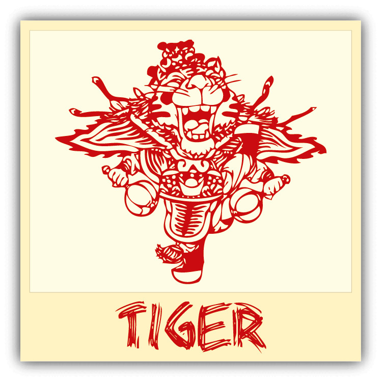 Tiger Chinese Zodiac Sheng Xiao Humor Sign Car Bumper Sticker Decal
