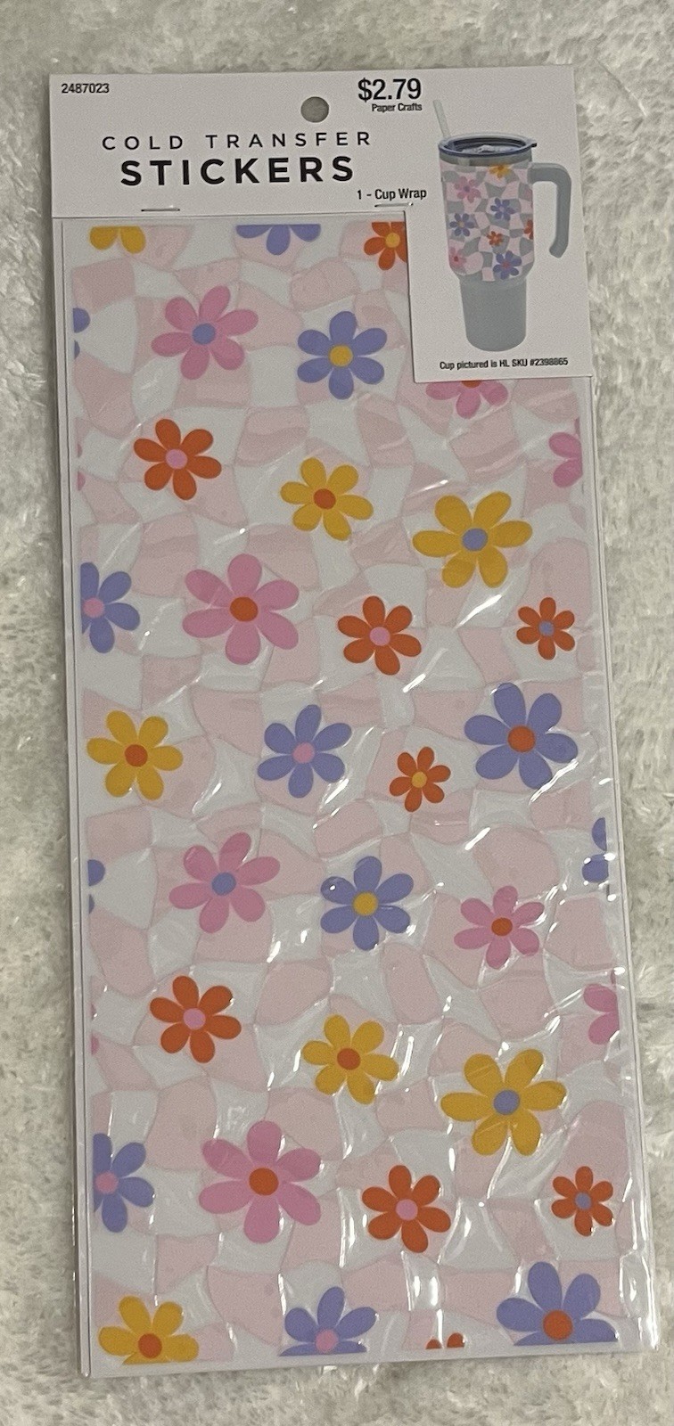 Daisies & Shapes Cold Transfer Stickers Water Bottle Cup Wrap