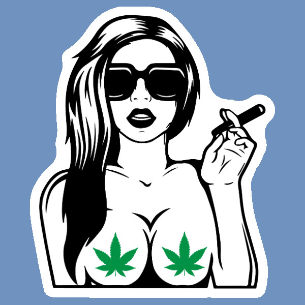 420 Weed Girl Leaf Nips UV Safe Vinyl Sticker High 420 Blaze It Weed Cannabis