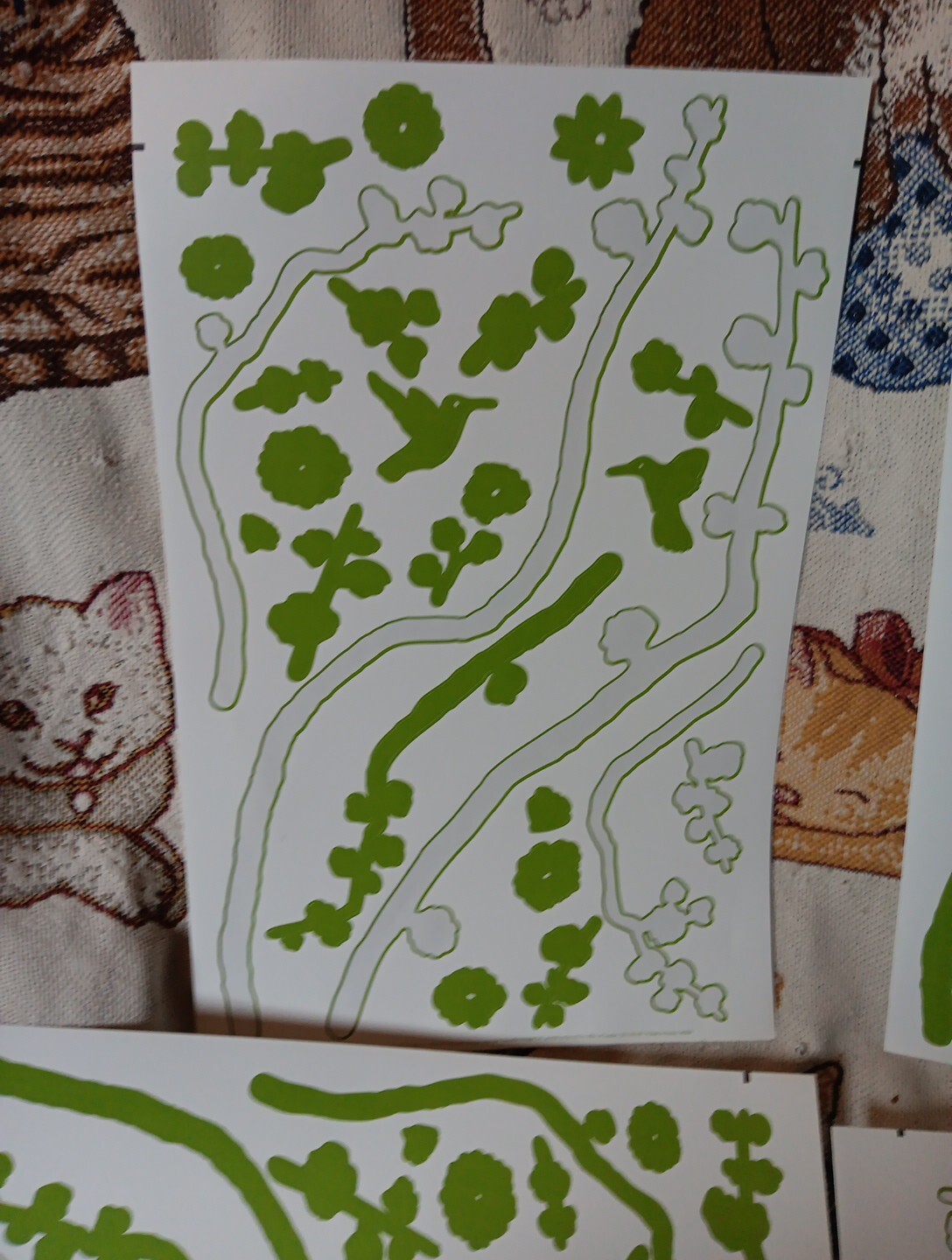 IKEA SLATTHULT Wall Decals Japanese Branches Birds Green Stickers 2007 Rare Art