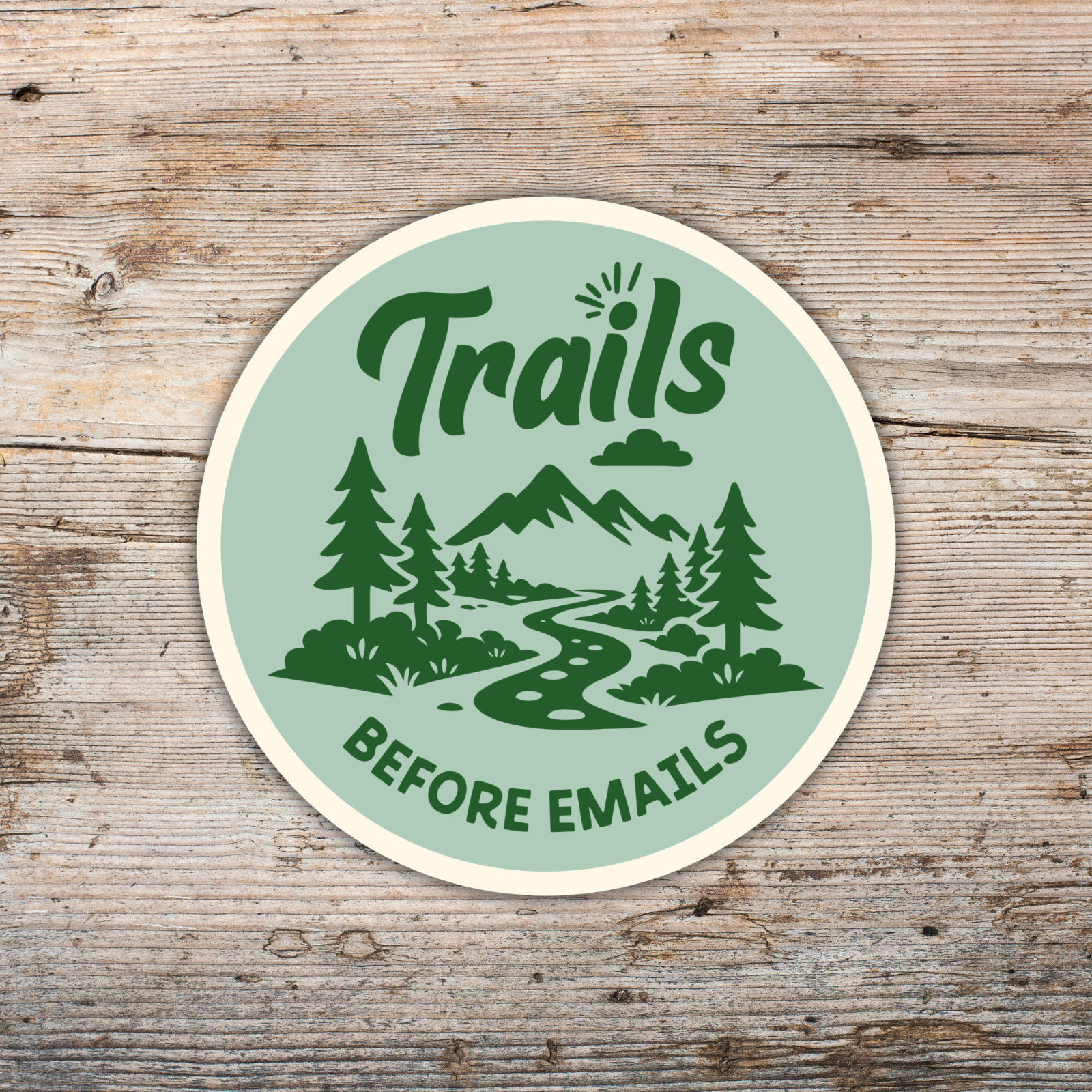 Trails Before Emails Hiking Sticker Camping Backpack Outdoor Decal