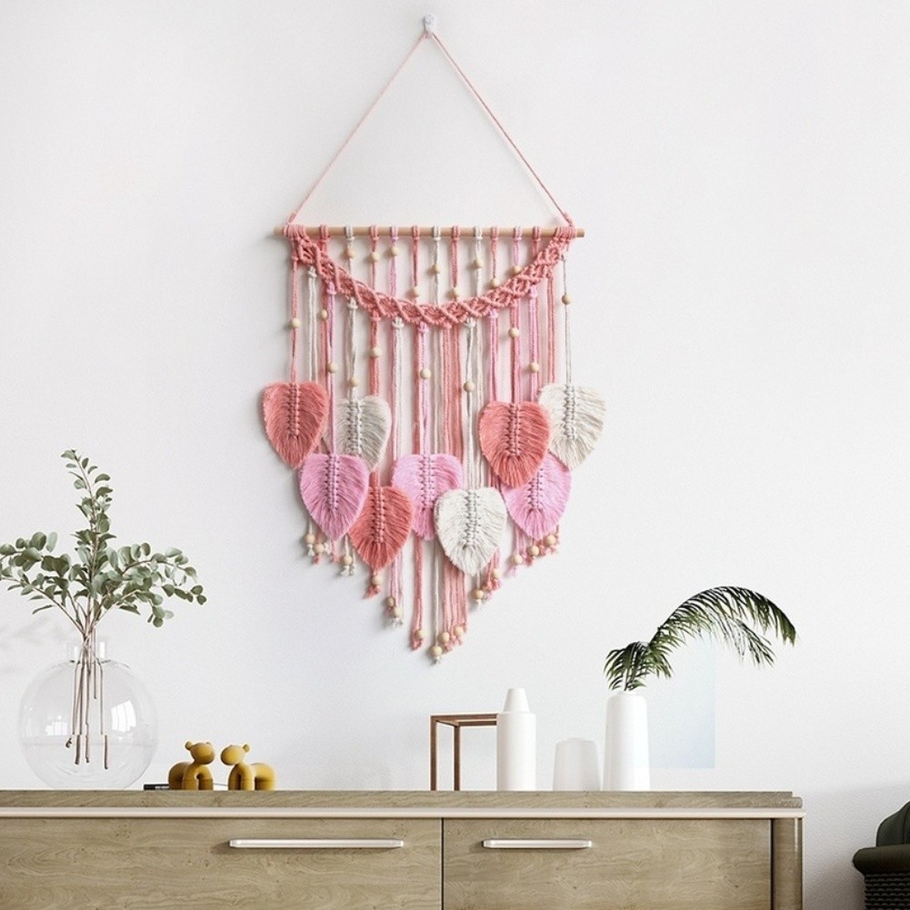 for Nordic Style Leaf Tapestry 50x70CM Hand Woven Cotton Wall Hanging Decor