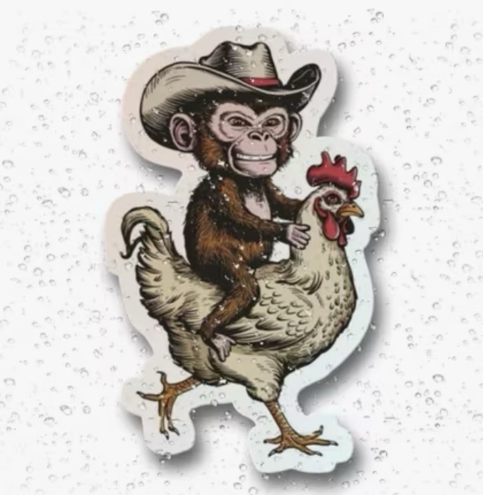 2 PACK – MONKEY COWBOY CHICKEN RODEO 2” VINYL DECAL DIECUT STICKER SET LOT