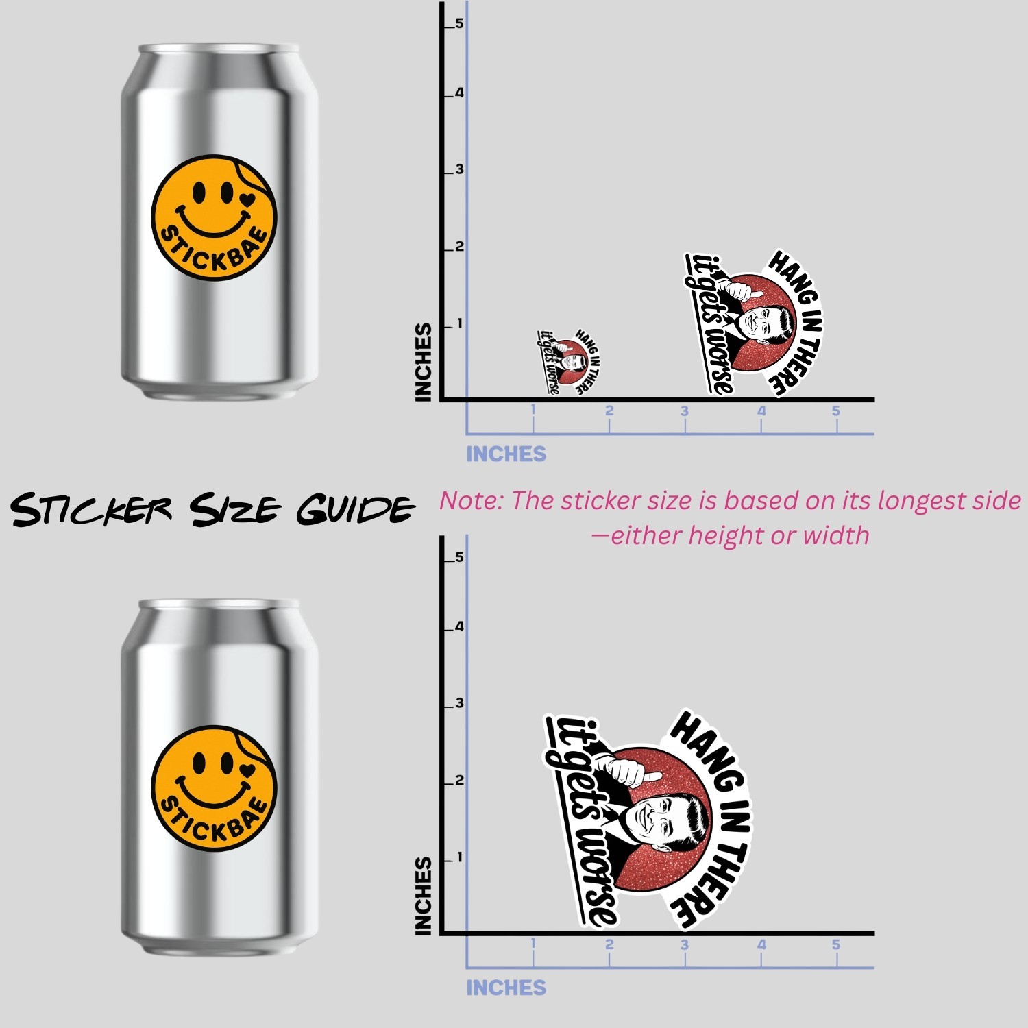 Sarcastic "Hang In There, It Gets Worse" Stickers: 4-Pack Snarky Vinyl Decals