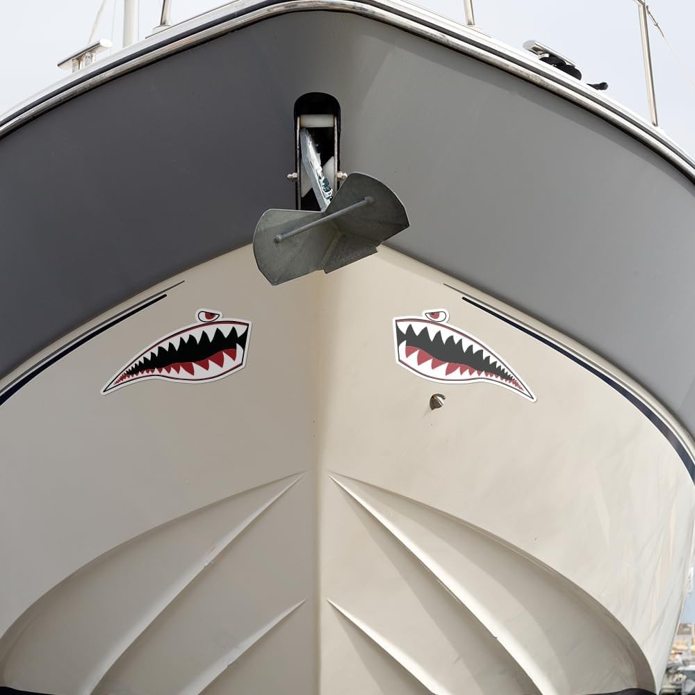 Shark Mouth Teeth Vinyl Decal Set Military Bomber Style Sticker For Auto 8 Inch