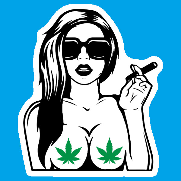 420 Weed Girl Leaf Nips UV Safe Vinyl Sticker High 420 Blaze It Weed Cannabis