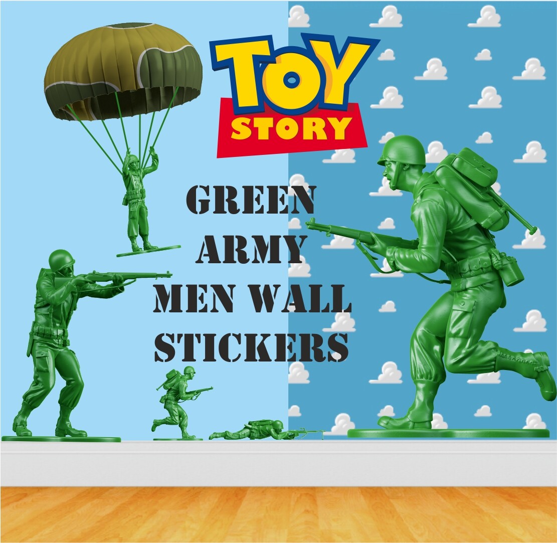 12 Green Army Men – Boys /girls Room Wall / Car Stickers Large – Cut to shape