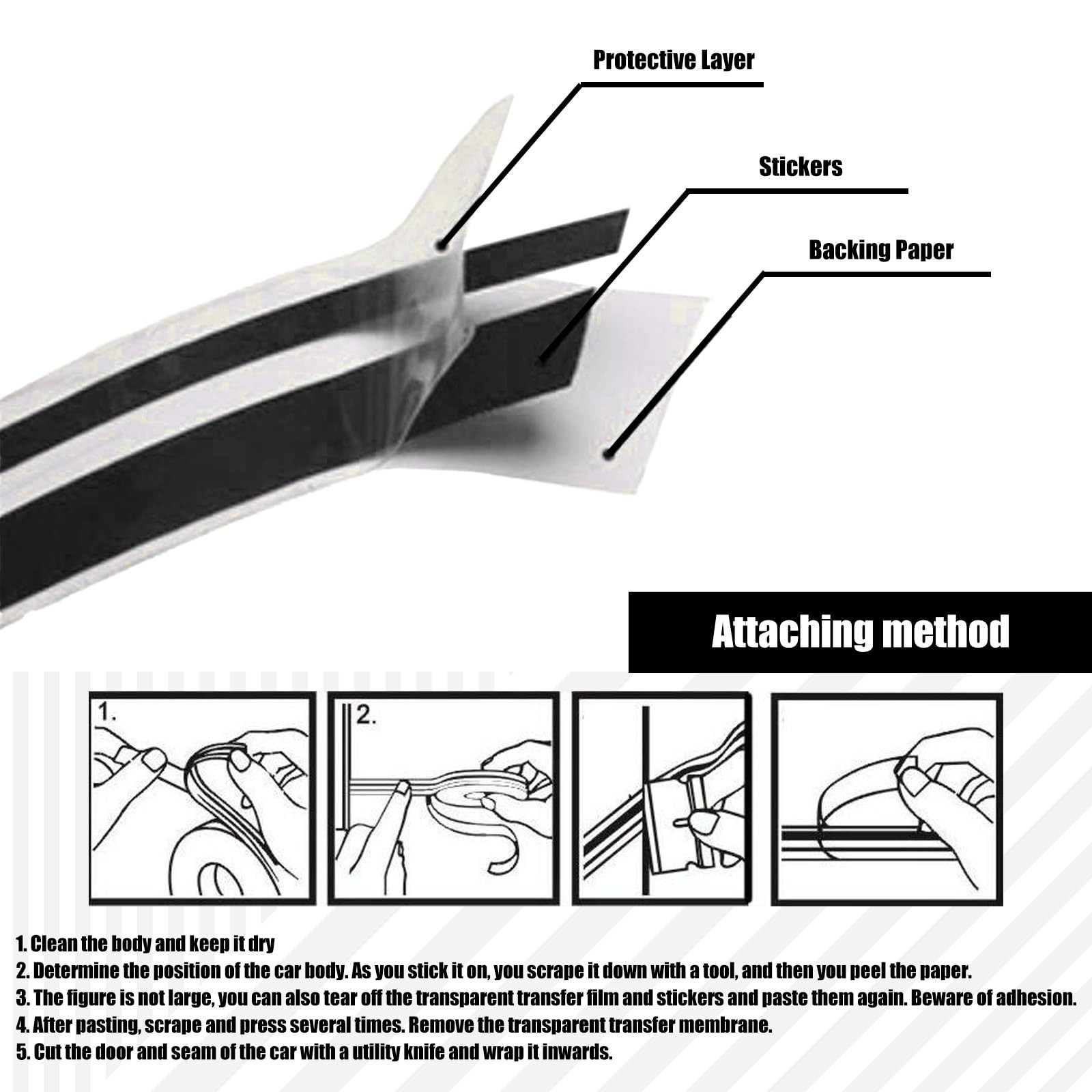2 PCS Car Waistline Body Sticker, 32.1Ft x 0.4In Pinstripe Small Color Strip …