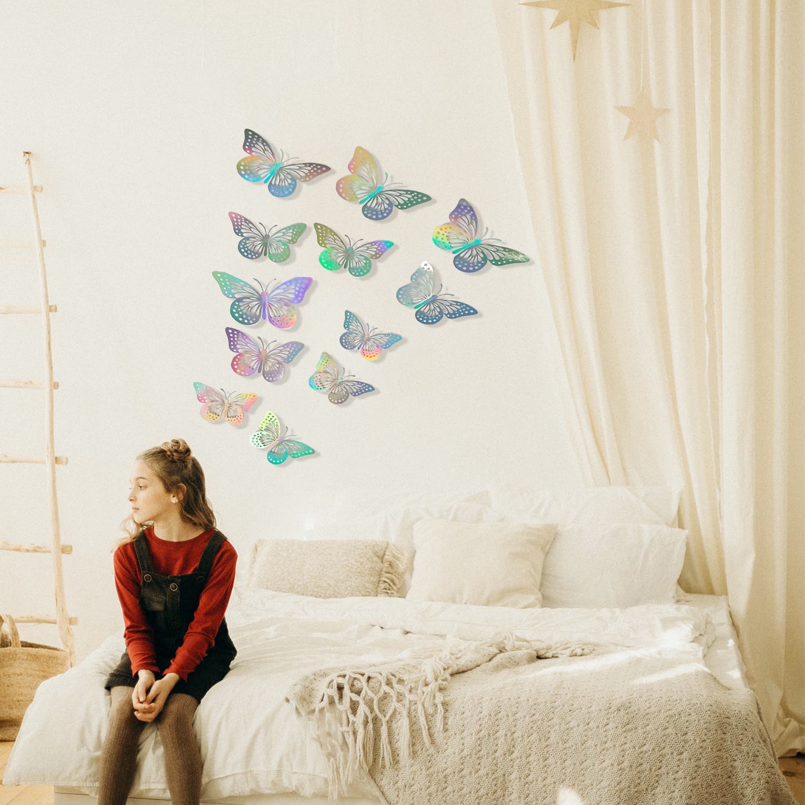 1-12Pcs Wall Stickers Double-layerd Shape Wall Decal 3D Cut-out