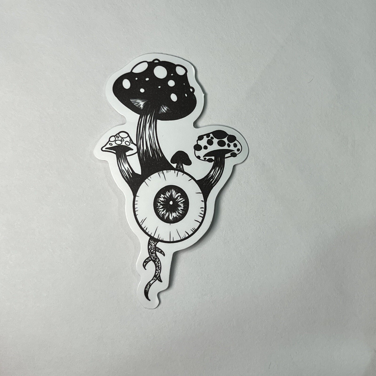 Eyeball Growing Mushrooms – B & W Vinyl Sticker Decal Hippie Free Ship & Track
