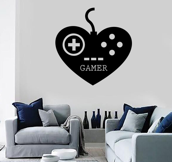 Wall Decal Sticker Joystick Gamer Control Gamer's Heart Vinyl Decor (n1016)