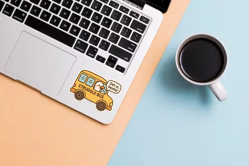 Struggle Bus Goose Sticker – Funny Chibi Vinyl Decal