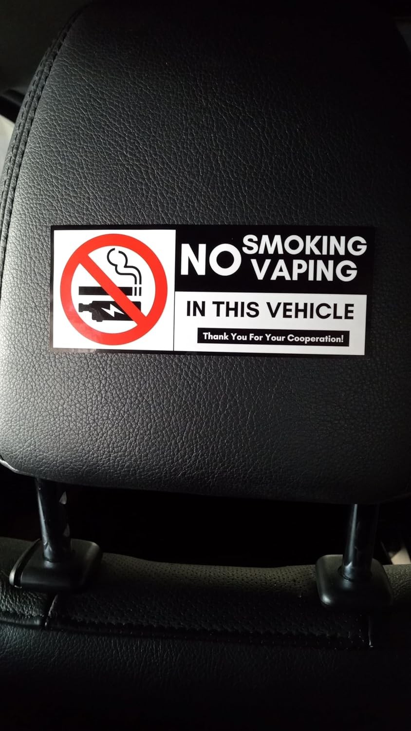 No Smoking for Vehicles Vinyl Sticker 10 Pack Set 2×5, White, Black, Red