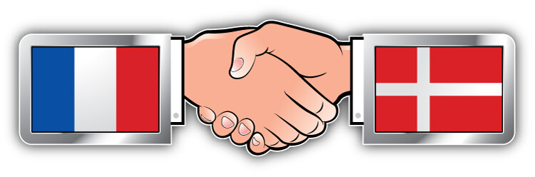 France Denmark Hand Shaking Flags Car Bumper Sticker Decal