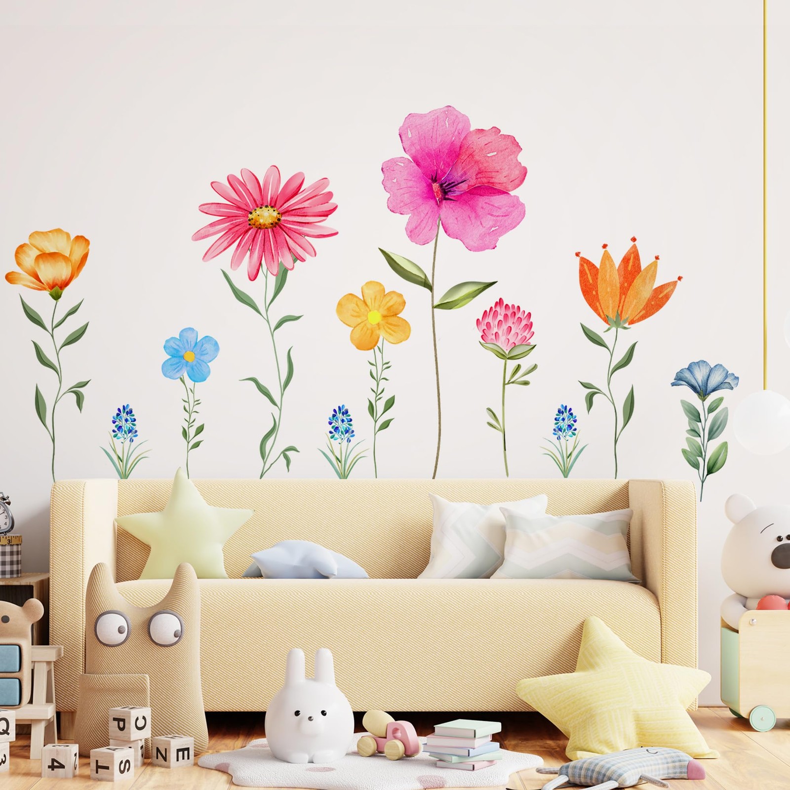 Large Flower Wall Stickers for Room – Peel and Stick Floral Wall Decals for N…