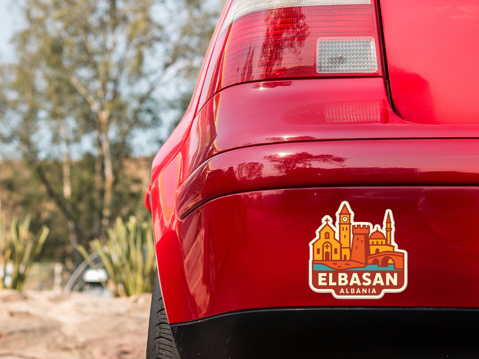 Elbasan Albania Sticker Decal Vinyl Die-Cut City Skyline Landmark Design