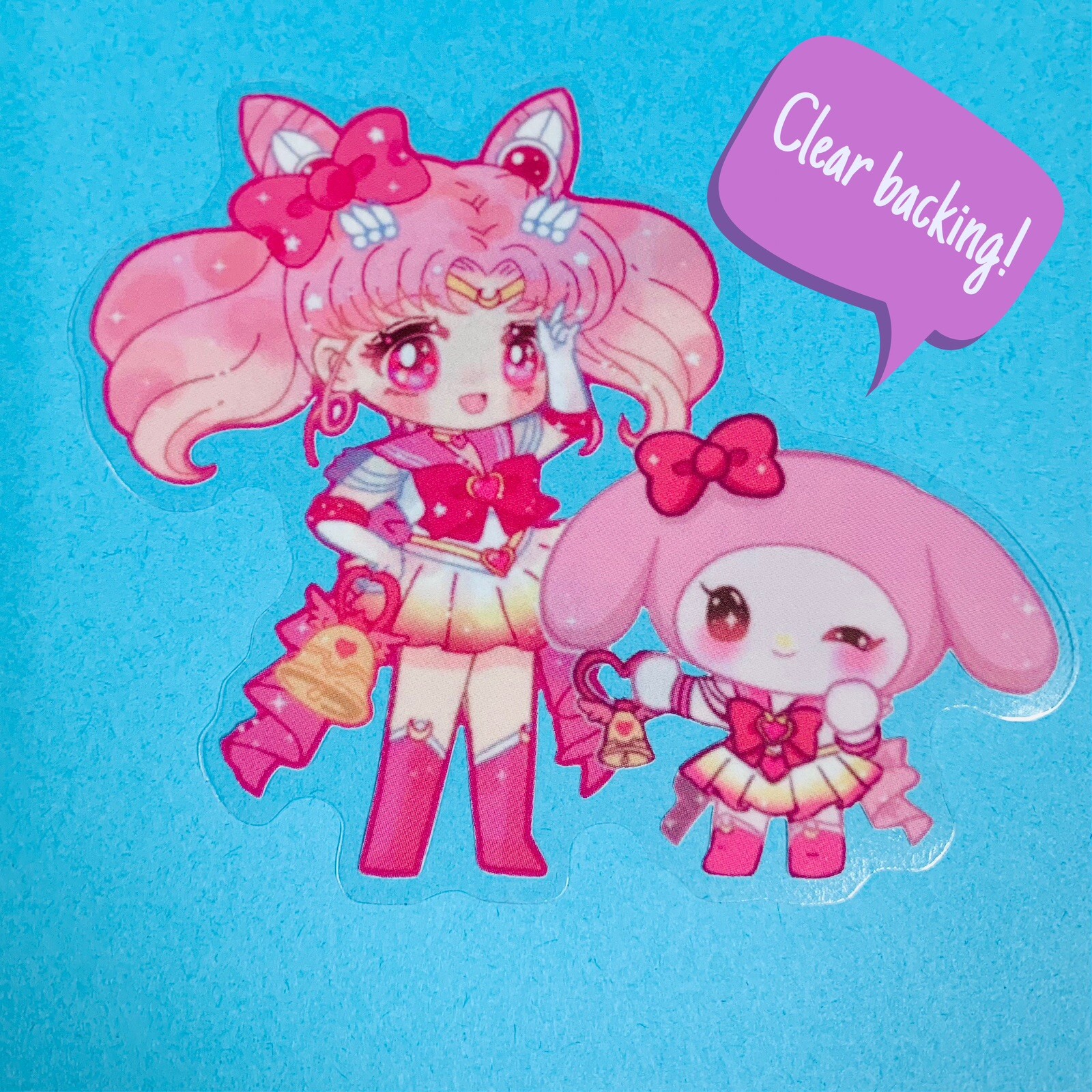 Sailor Chibi Moon x My Melody Sticker Decal, 3.5” Clear Sanrio Hello Kitty