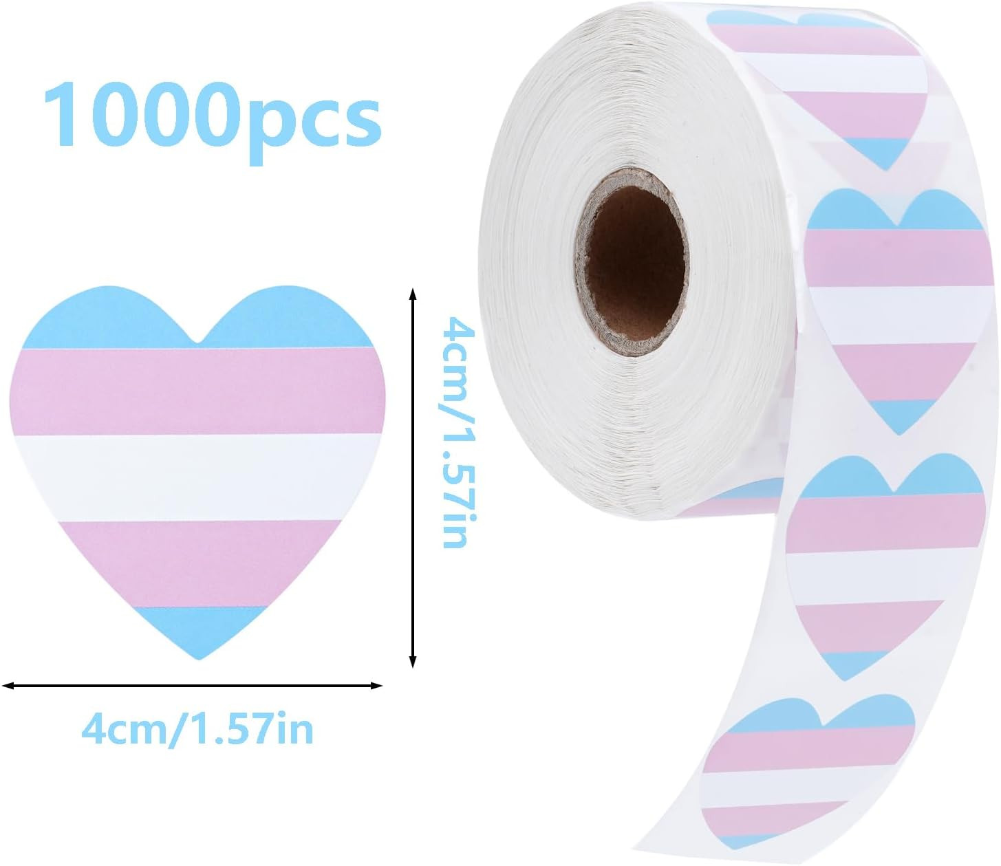 1000 Pcs Pride Stickers, LGBTQ+ Progress Pride Rainbow Heart Flag Stickers