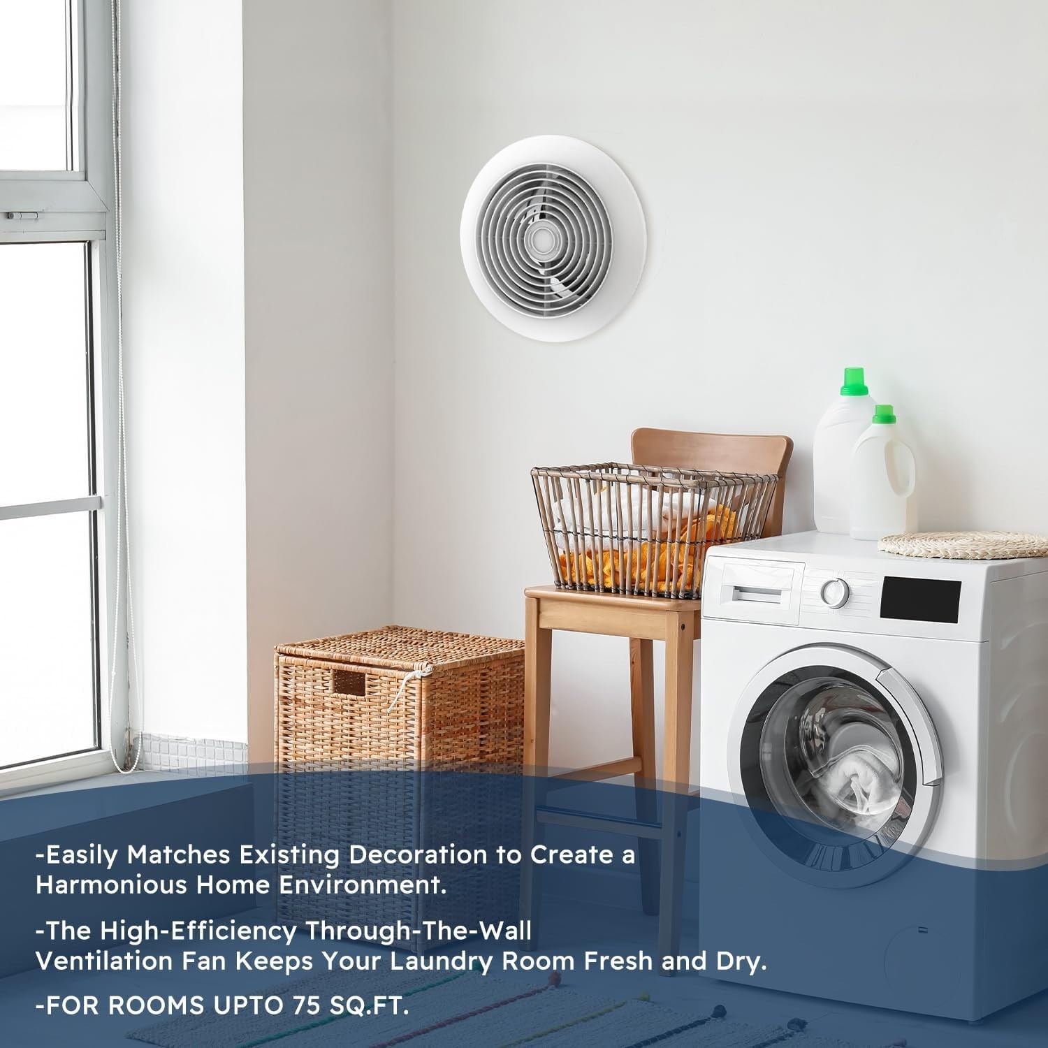 512M 6" Through Wall Exhaust Fan 80CFM 4.0 Sones Bathroom Kitchen Vent