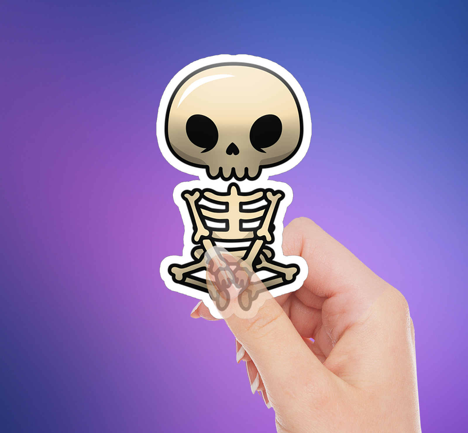 NEW- Cute Skeleton Vinyl Sticker Decal | Halloween Design | 1.7 x 3 INCHES