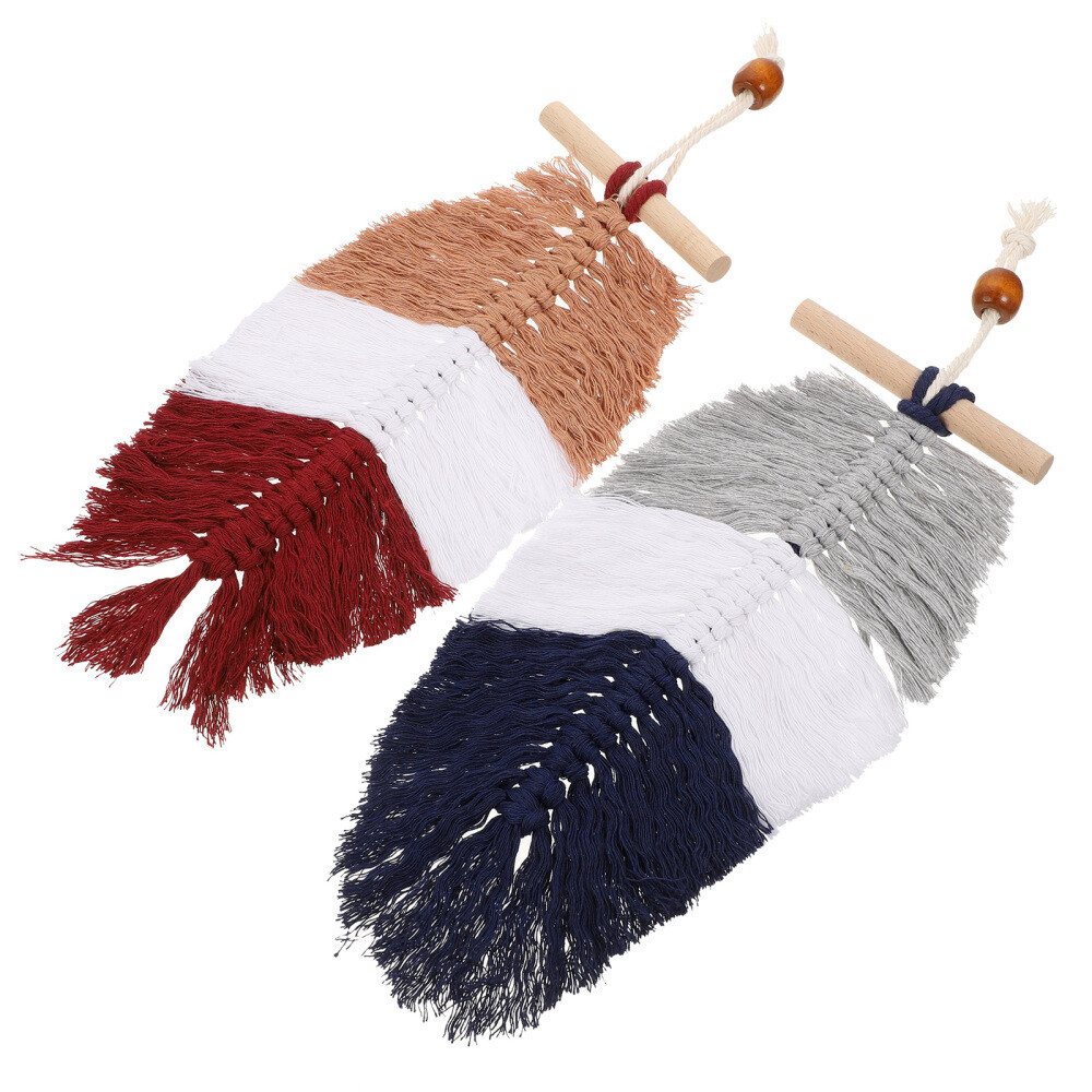 2Pcs Braided Cotton Cord Woven Leaf Hanging Ornament Locket Bohemian Decor Gift