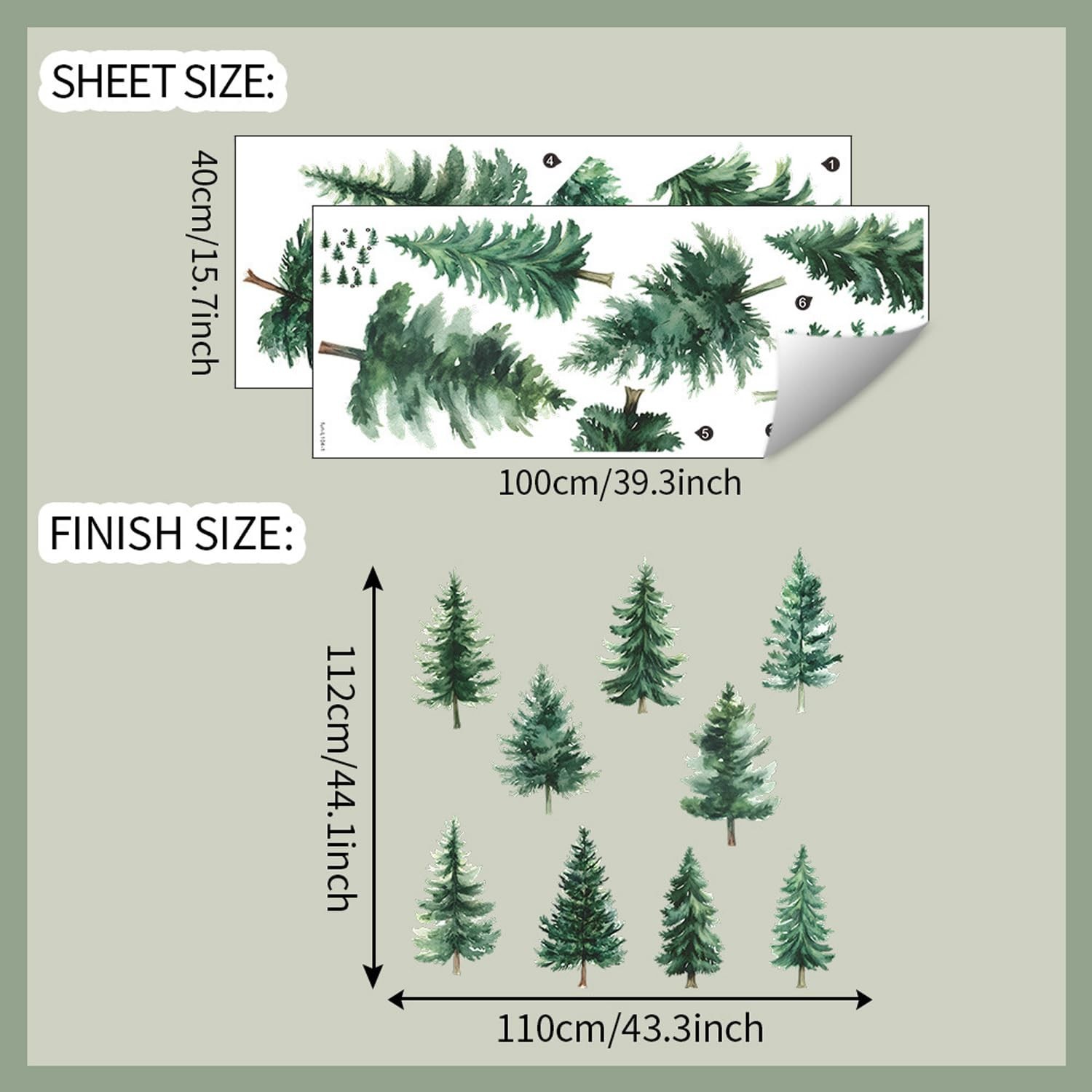 Large Woodland Nursery Decor Watercolor Pine Tree Wall Stickers Nursery Wall …
