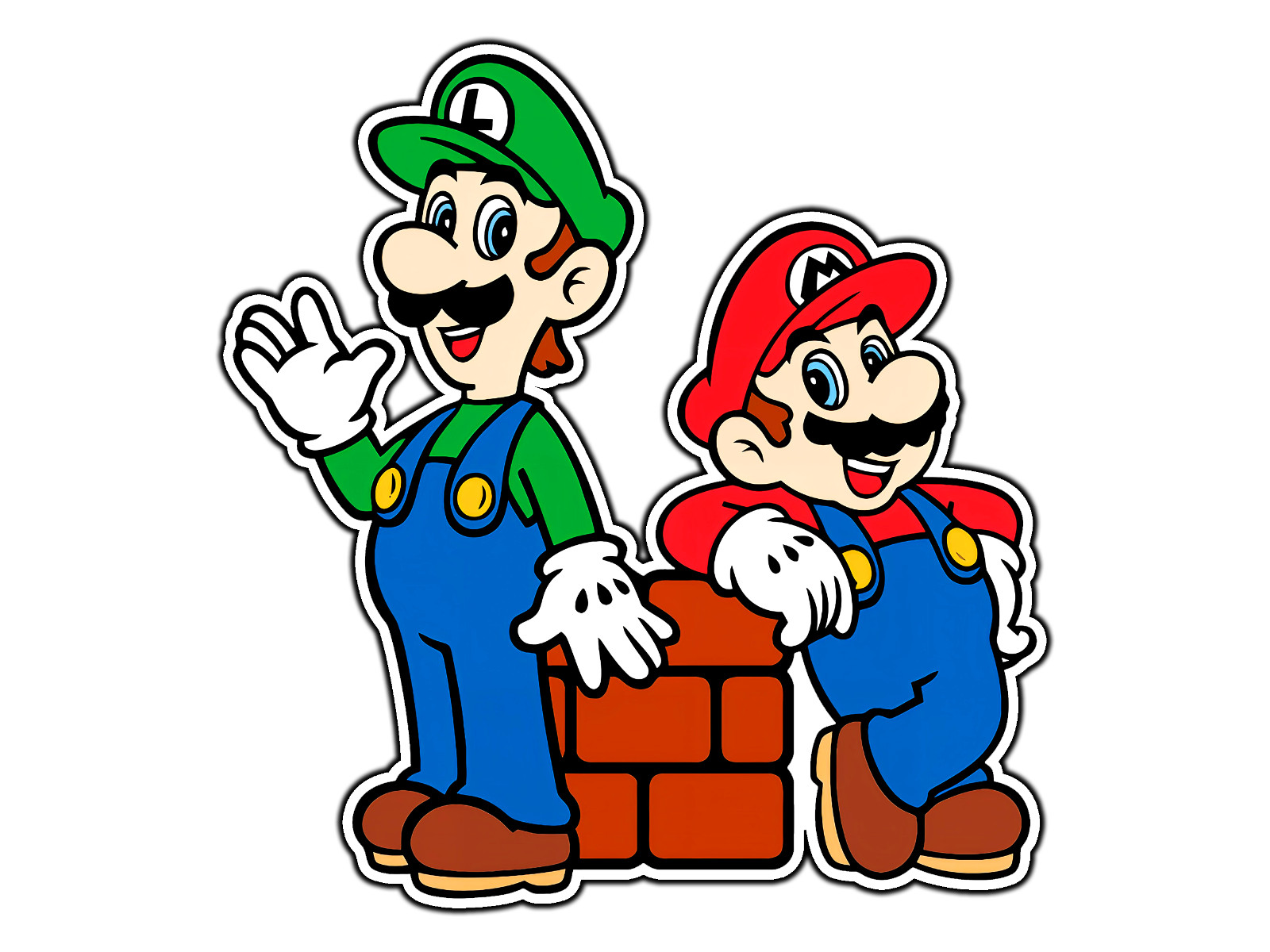 Mario And Luigi Brick Block Waterproof Vinyl Sticker Decal Die-Cut