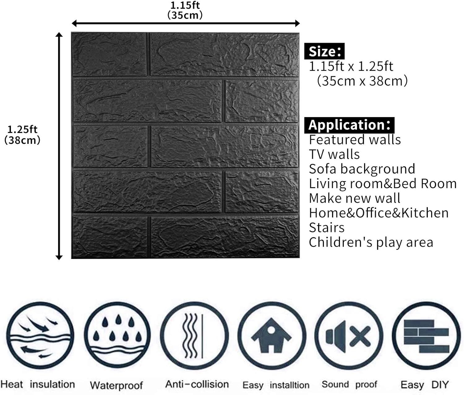 Silver 3D Tile Brick Wall Sticker Self-adhesive Foam Panel Wallpaper 14.5 SQ FT