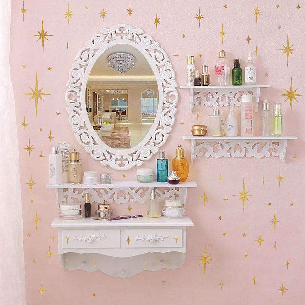 Star Wall Stickers Girls Room Decals Retro Starburst -Vintage Gold