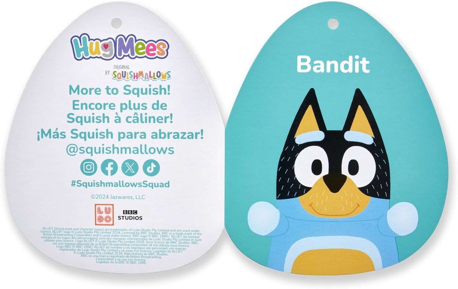 Squishmallows Original Bluey 10-Inch Bandit HugMees – Medium-Sized Ultrasoft Off