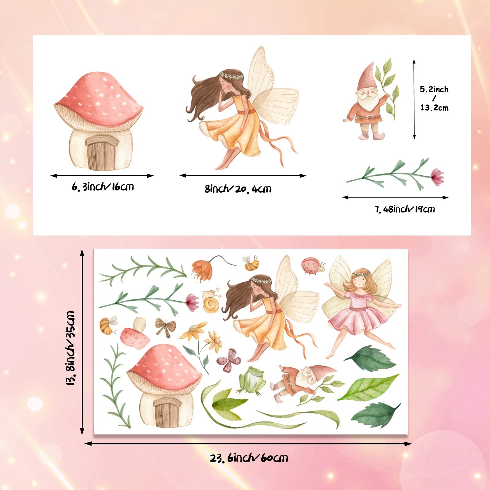 Fairy Angel Wall Sticker Flower Fairy Wall Decals Fairy Nursery Decor Fairy G…