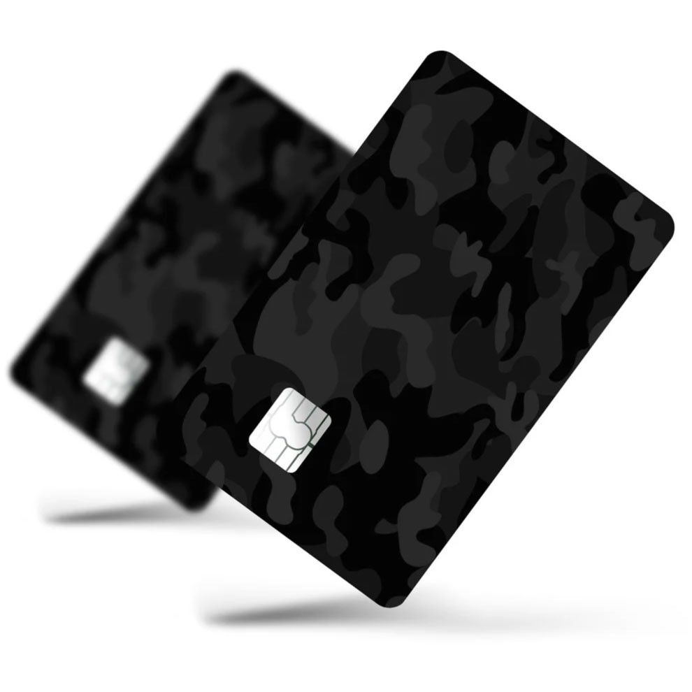 4 Pack Black Camo Credit Card Skin Set Military Tactical Urban Stealth Decals