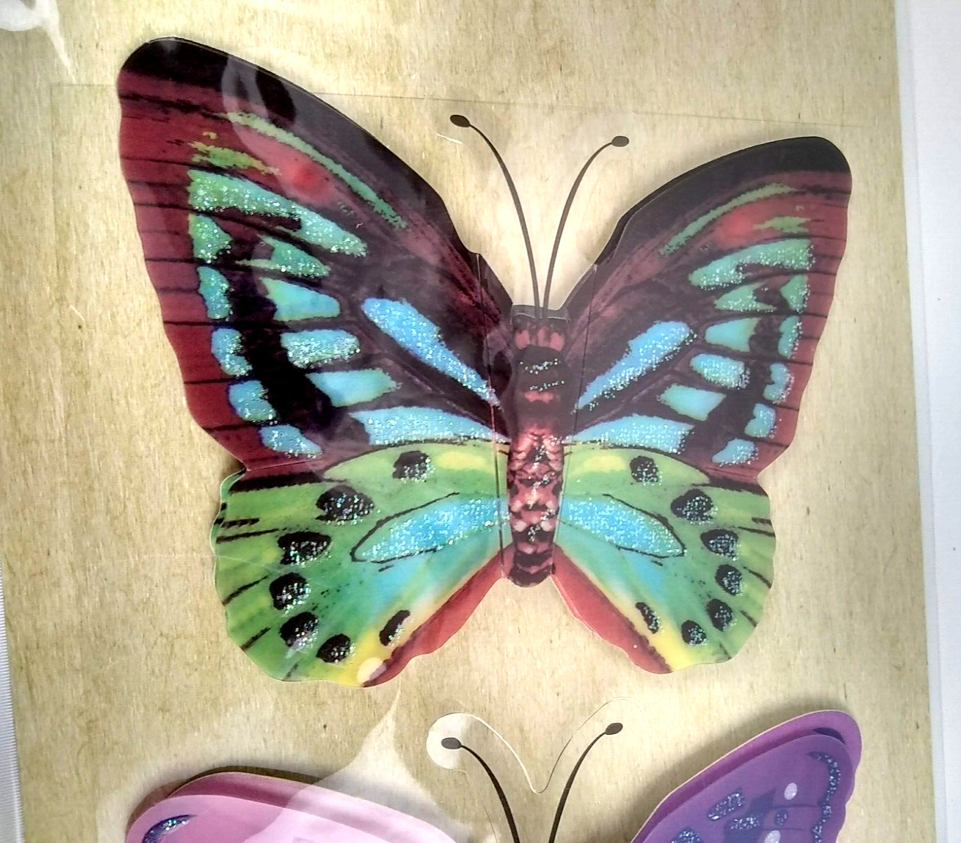 Butterflies Pop-Up Stickers Crafter's Square 4 pc Colorful 3D Butterfly Glitter