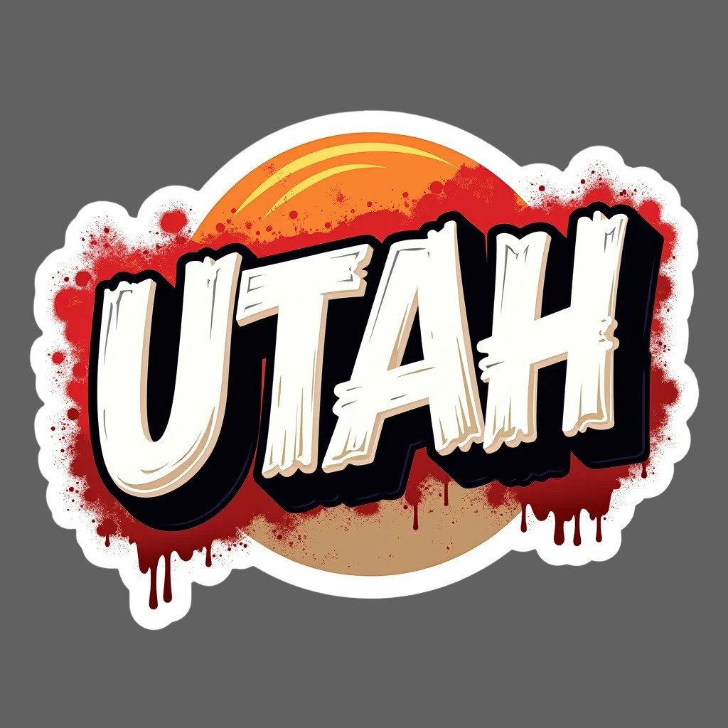 Utah Sticker Vinyl Decal Retro Sunset Drip Bold State Graphic Laptop Tumbler