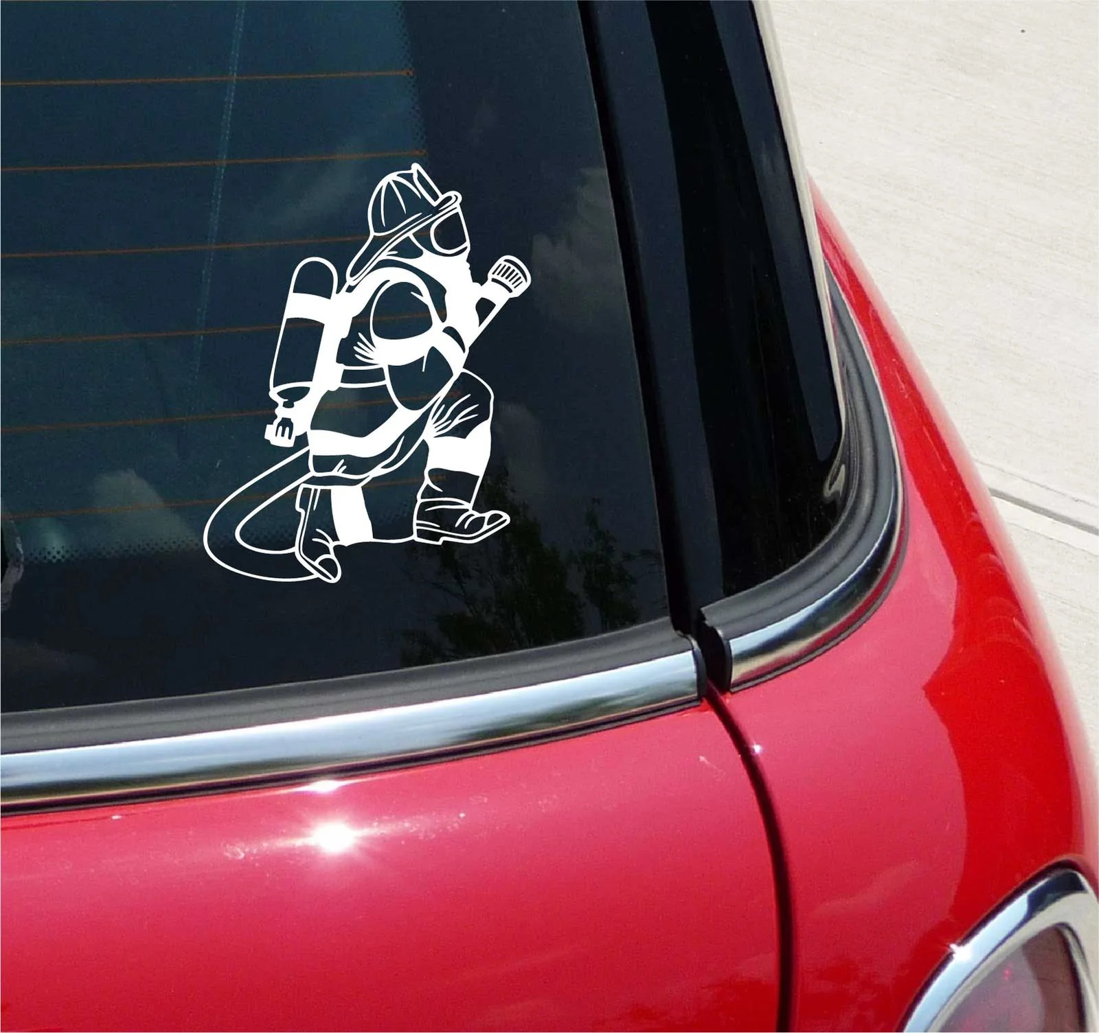 FIREFIGHTER FIREMAN FIREFIGHTING HOSE GRAPHIC DECAL STICKER ART CAR WALL DECOR