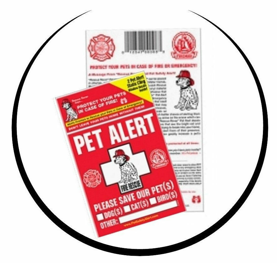 PET ALERT SAFETY Window Cling Decal Sticker CAT DOG Fire Rescue Emergency 2 pk