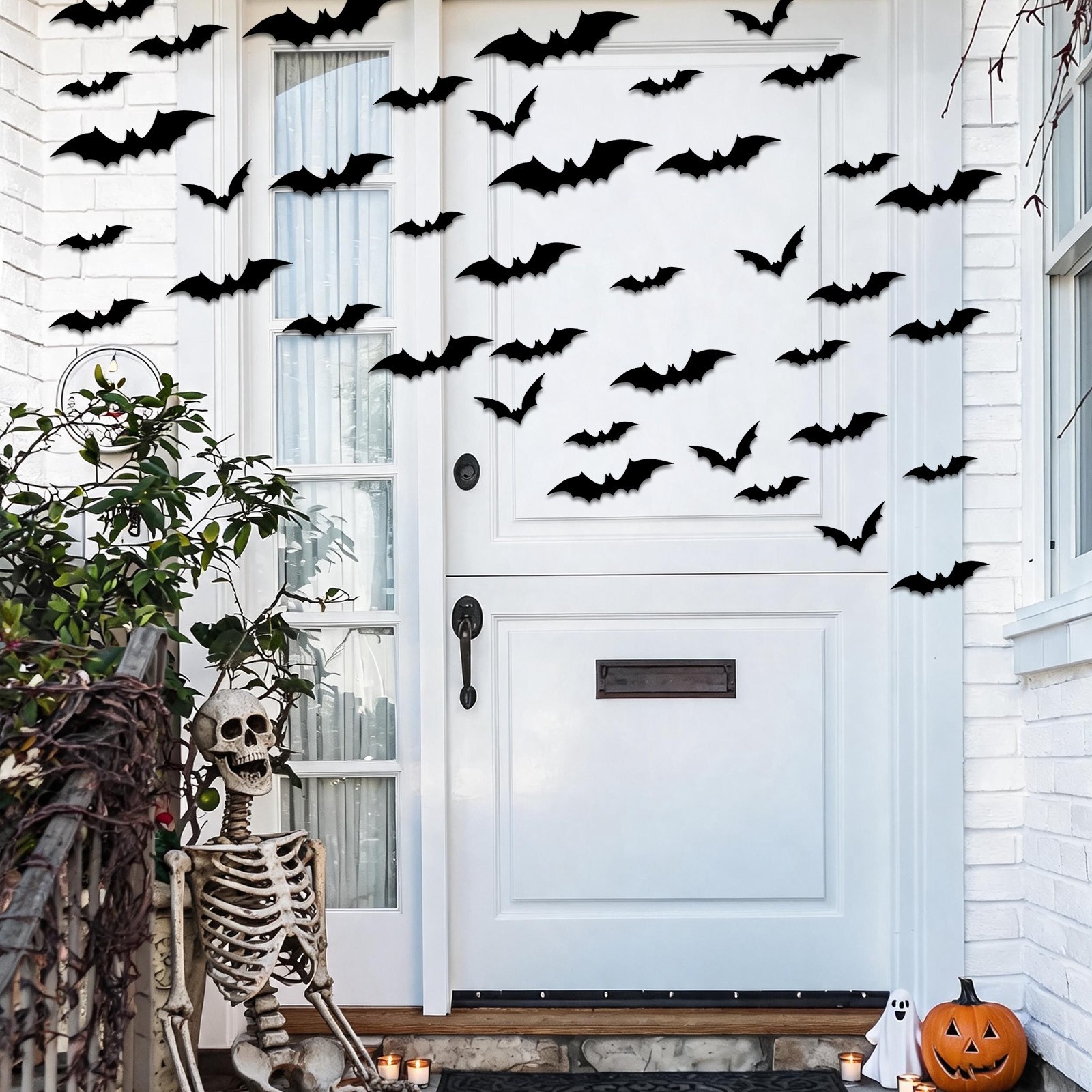 AGCAN 140Pcs Bat Wall Decor, 5 Different Sizes 3D Scary Bat Stickers