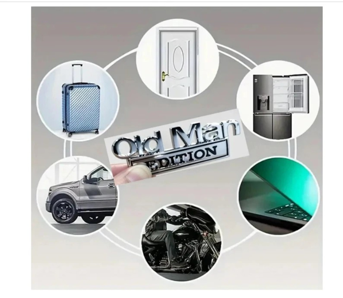 2pcs Old Man Edition Car Emblem 3D Metal Sticker Badge–New Funny Edition Decal