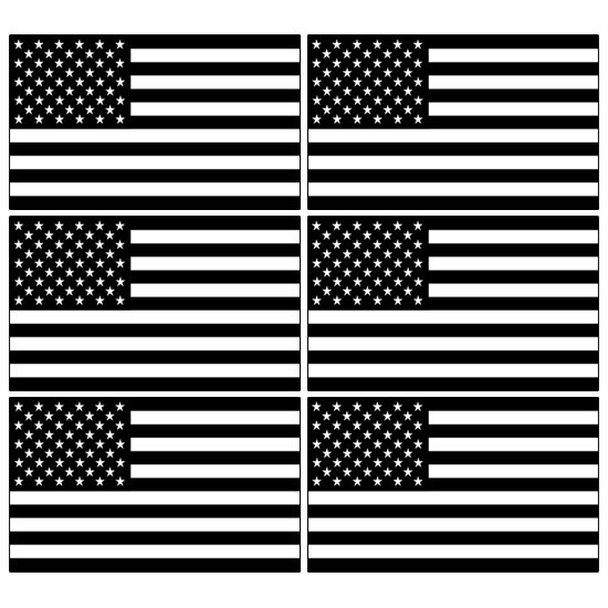 American Flag Stickers – Subdued Flag Decals – Grayscale US Flags 5" wide each