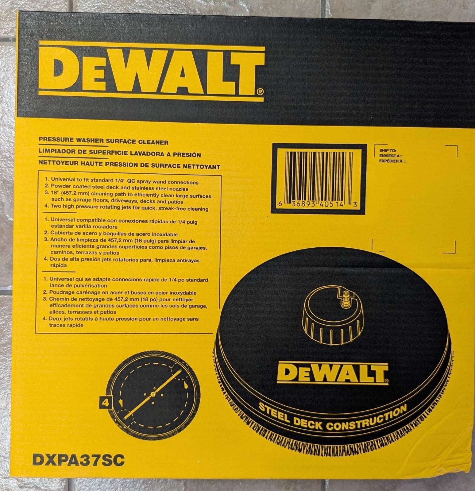 DEWALT DXPA37SC Pressure Washer Surface Cleaner