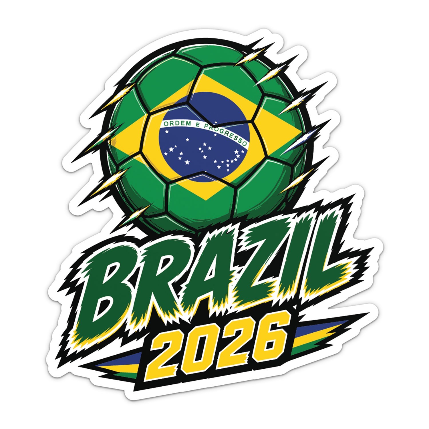 Brazil Flag Soccer Ball Football World Cup 2026 Sticker Car Bumper Vinyl Decal