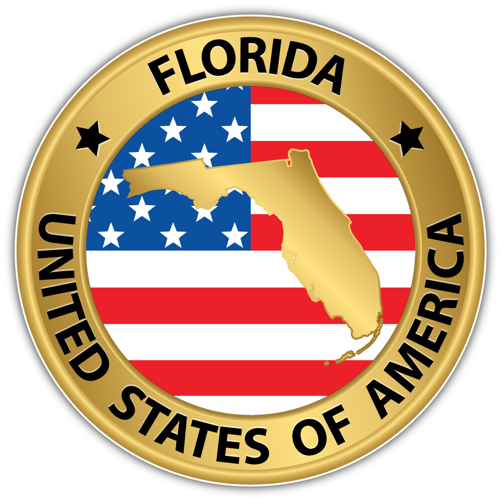 Florida USA State Map Emblem Car Bumper Sticker Decal "SIZES"