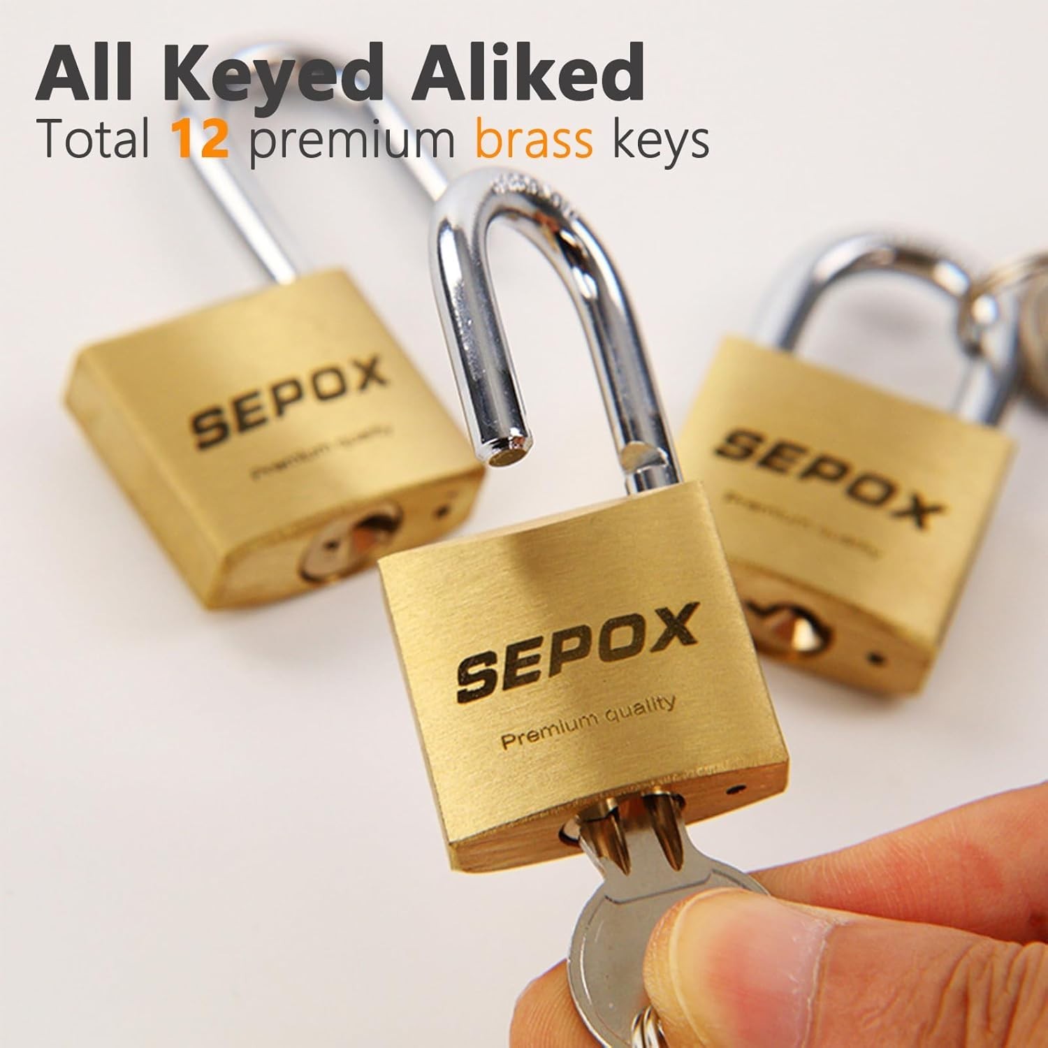 8-Pack Padlock Keyed-Alike: Ultra-Durable Solid-Brass Body 1-3/16" 30mm, Ant…