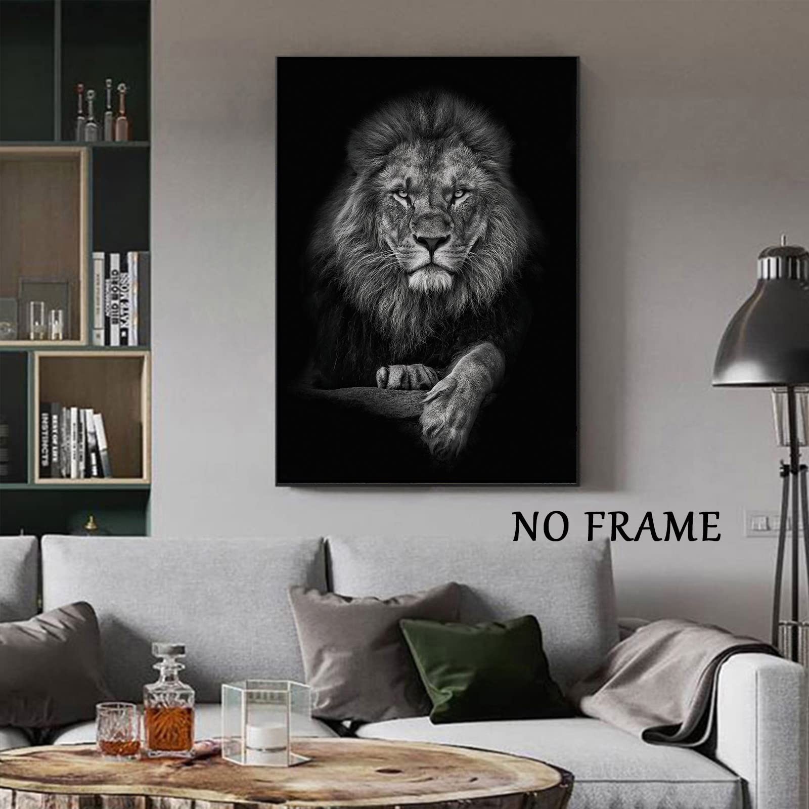 Black And White Lion Canvas Wall Art Animal Prints Portraits Lion Head Wall A…